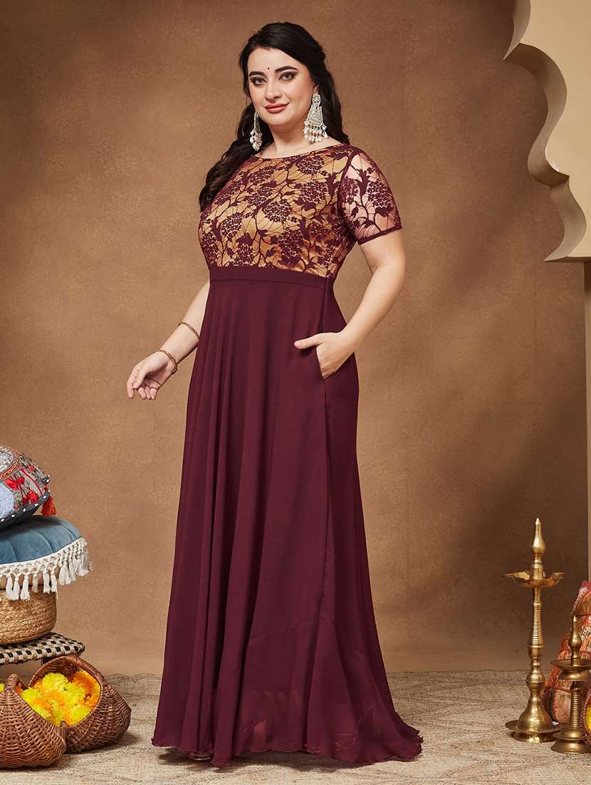Women Self Design Short Sleeves Fir And Flare Dress - 22741102 -  Standard Image - 3