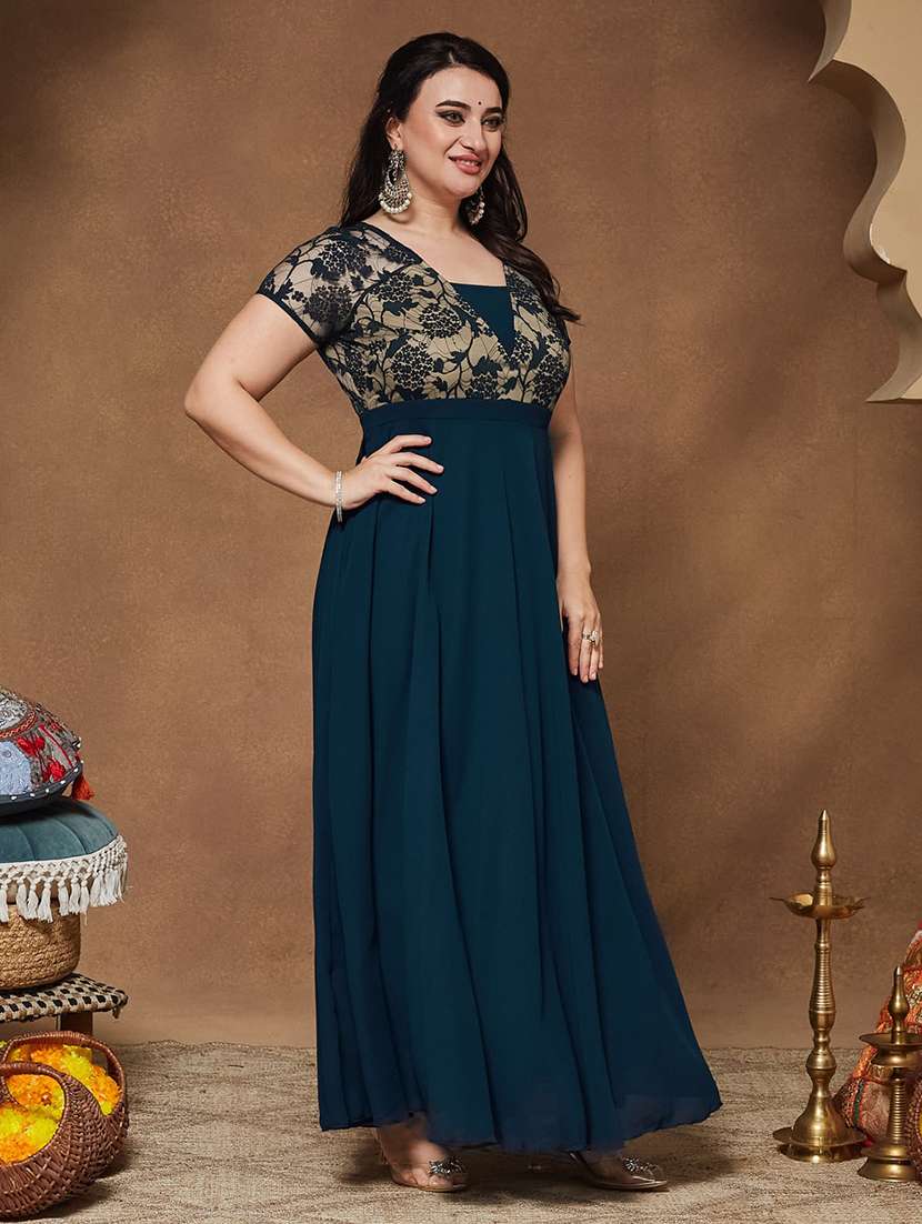 Women Self Design Short Sleeves Fit And Flare Dress - 22741108 -  Standard Image - 3