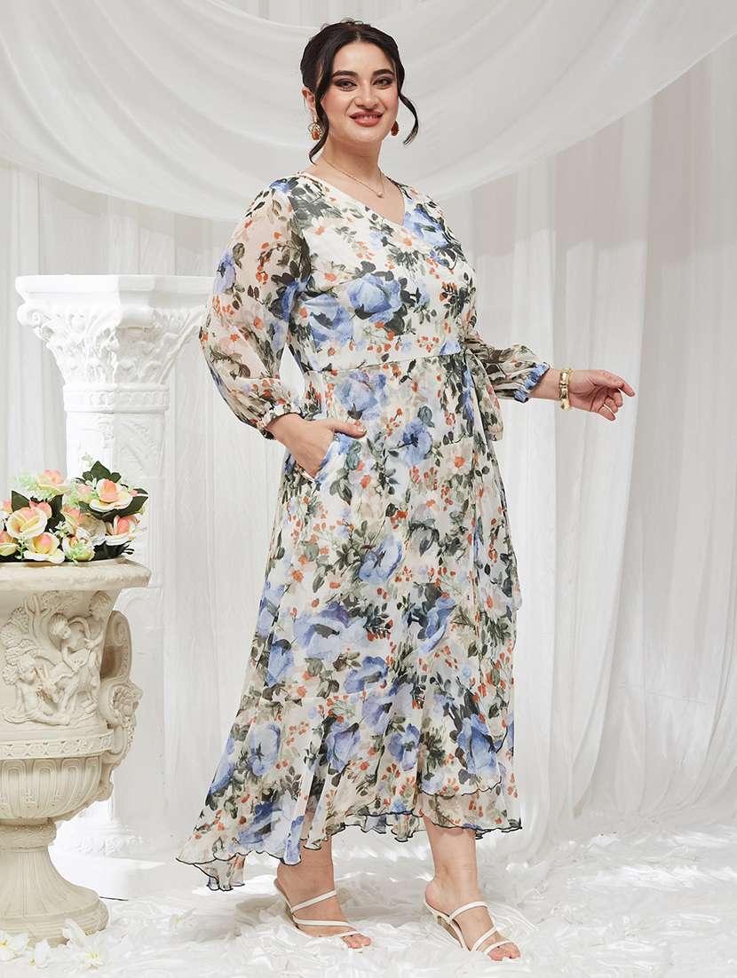 Women Printed Long Sleeves Wrap Dress - 22741212 -  Standard Image - 3