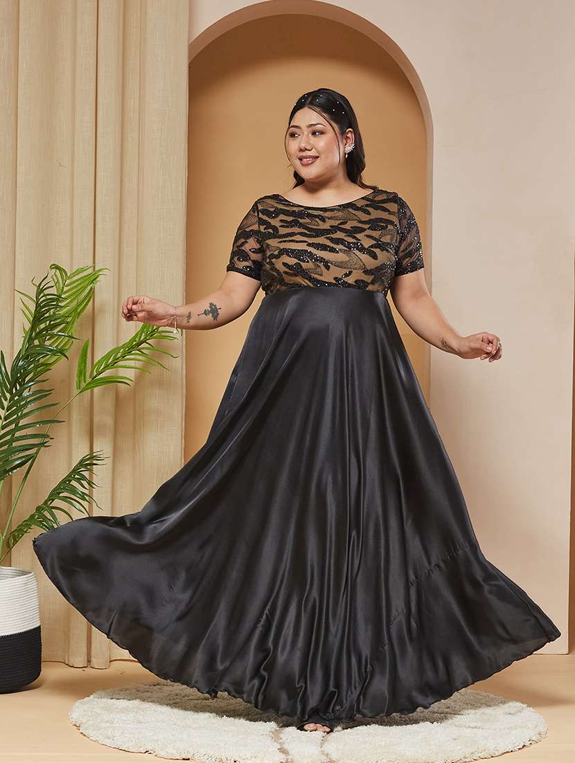 Women Embroidered Short Sleeves Fit And Flare Gown - 22741363 -  Standard Image - 3