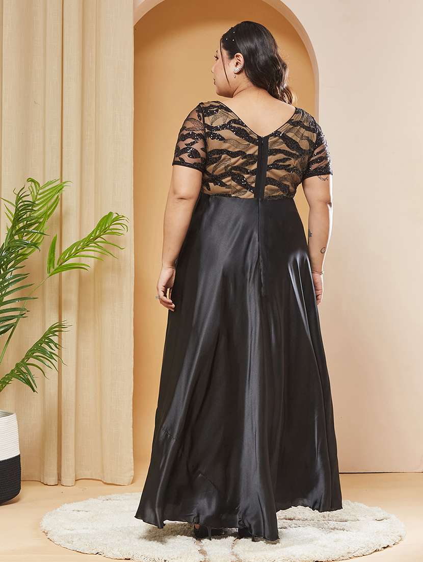 Women Embroidered Short Sleeves Fit And Flare Gown - 22741363 -  Standard Image - 5