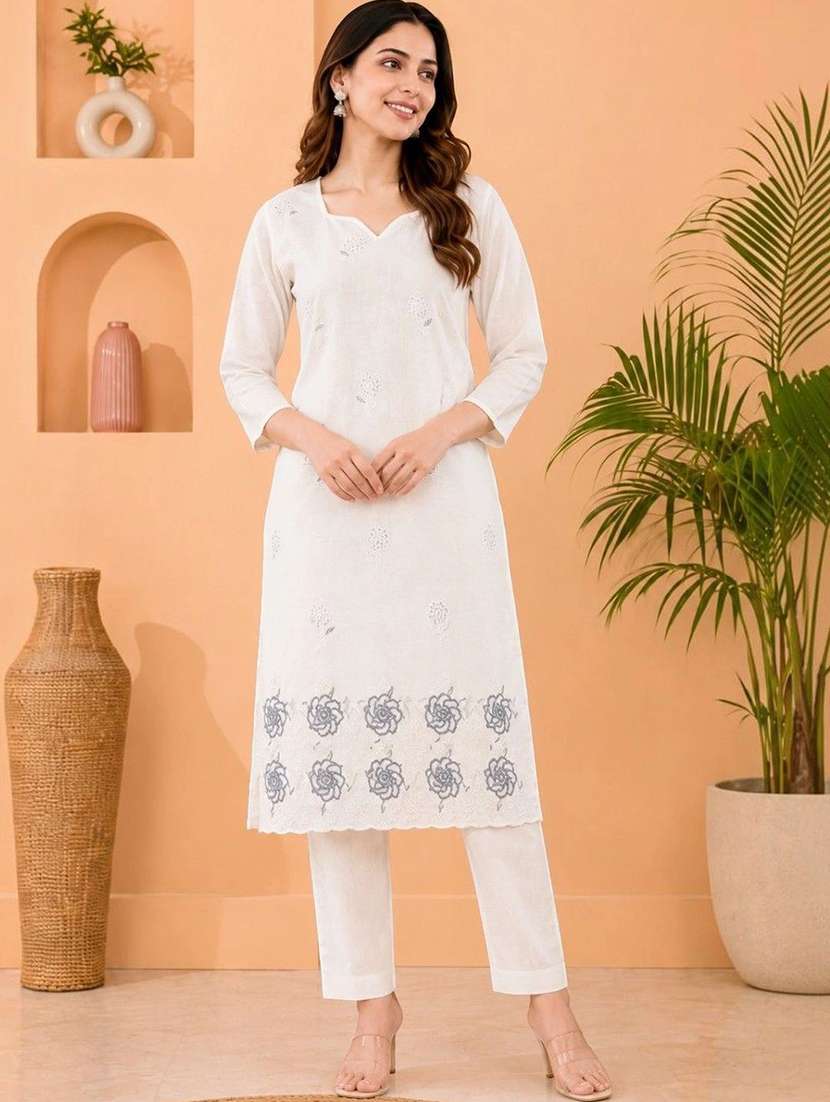 Women Embroidered Three Quarter Sleeves Kurta Pant With Dupatta Set - 22743314 -  Standard Image - 3