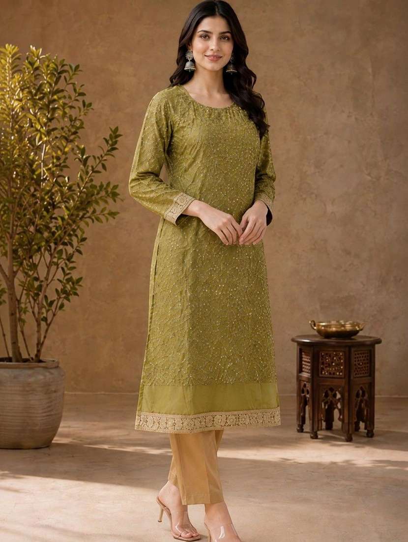 Women Embroidered Long Sleeves Kurta Pant Set - 22743349 -  Standard Image - 3
