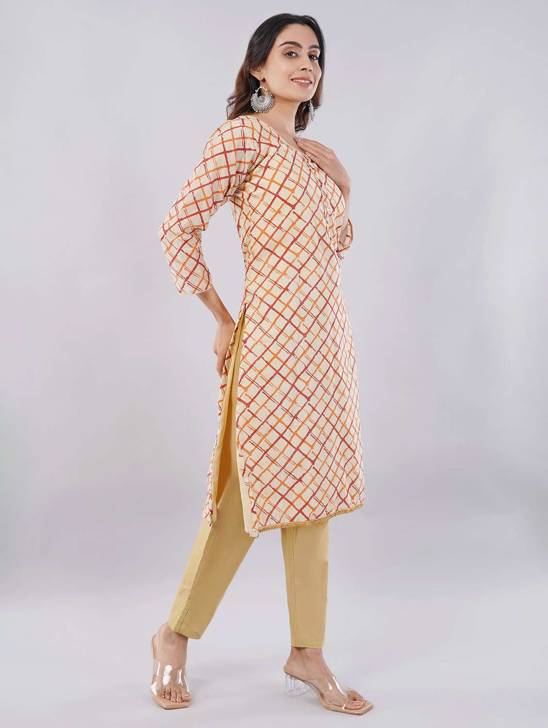 Women Printed Three Quarter Sleeves Kurta Pant With Dupatta Set - 22743361 -  Standard Image - 3