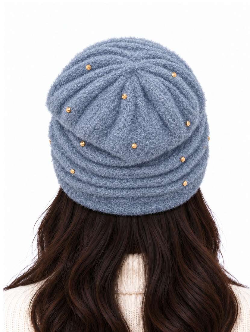 Women Self Design Winter Beanie Cap - 22743400 -  Standard Image - 3