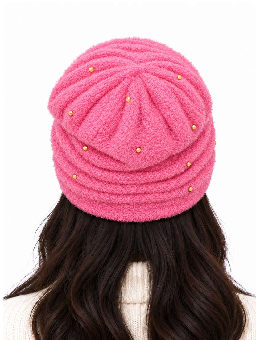 Women Self Design Winter Beanie Cap - 22743401 -  Standard Image - 3