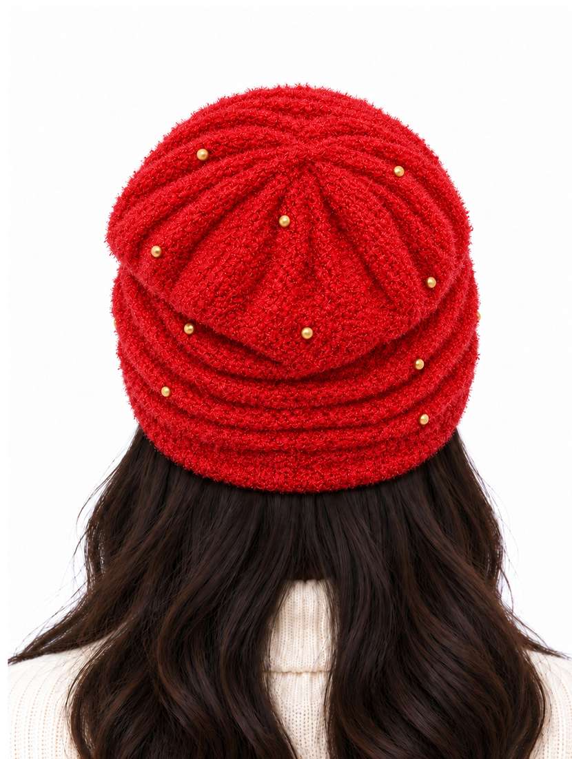 Women Self Design Winter Beanie Cap - 22743402 -  Standard Image - 3
