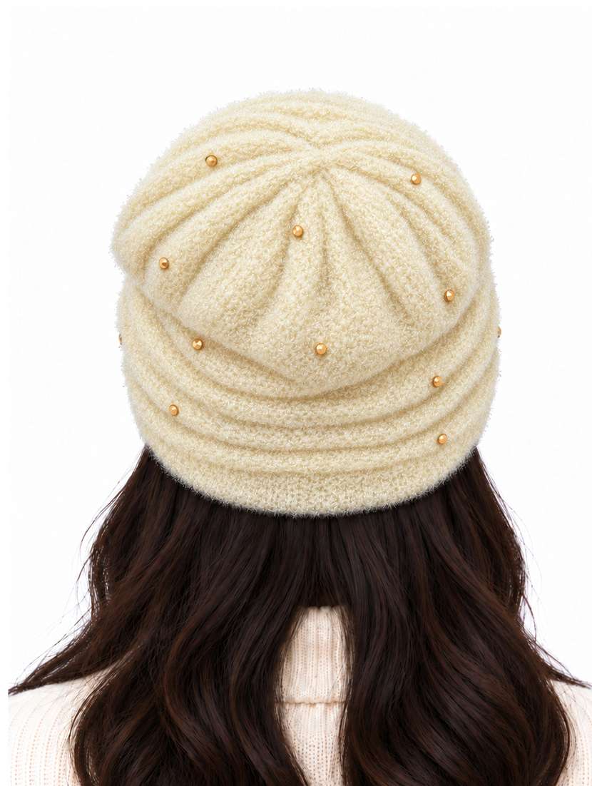 Women Self Design Winter Beanie Cap - 22743403 -  Standard Image - 3