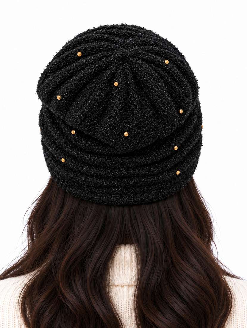 Women Self Design Winter Beanie Cap - 22743404 -  Standard Image - 3