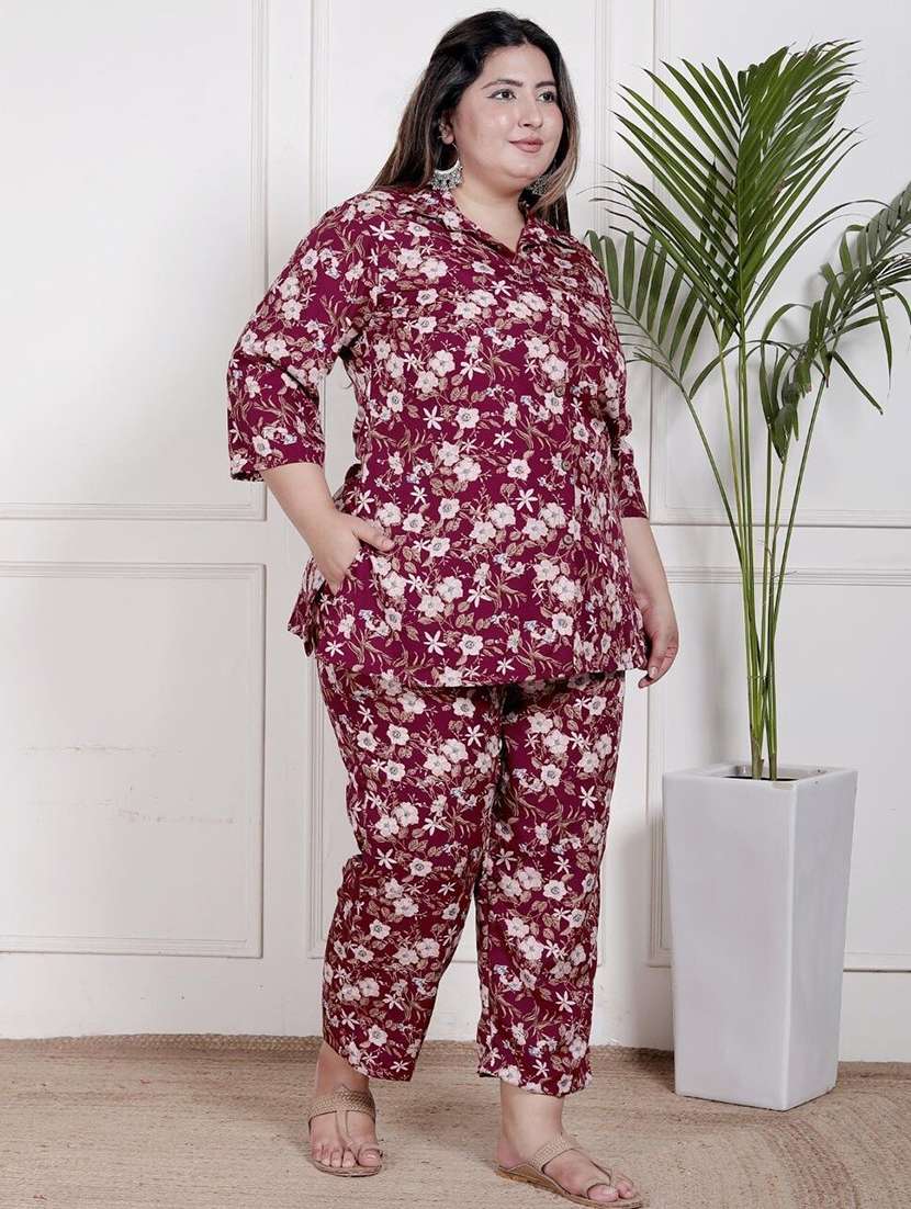 Women Plus Size Printed Three Quarter Sleeve Ethnic Co-ord Set - 22743534 -  Standard Image - 3
