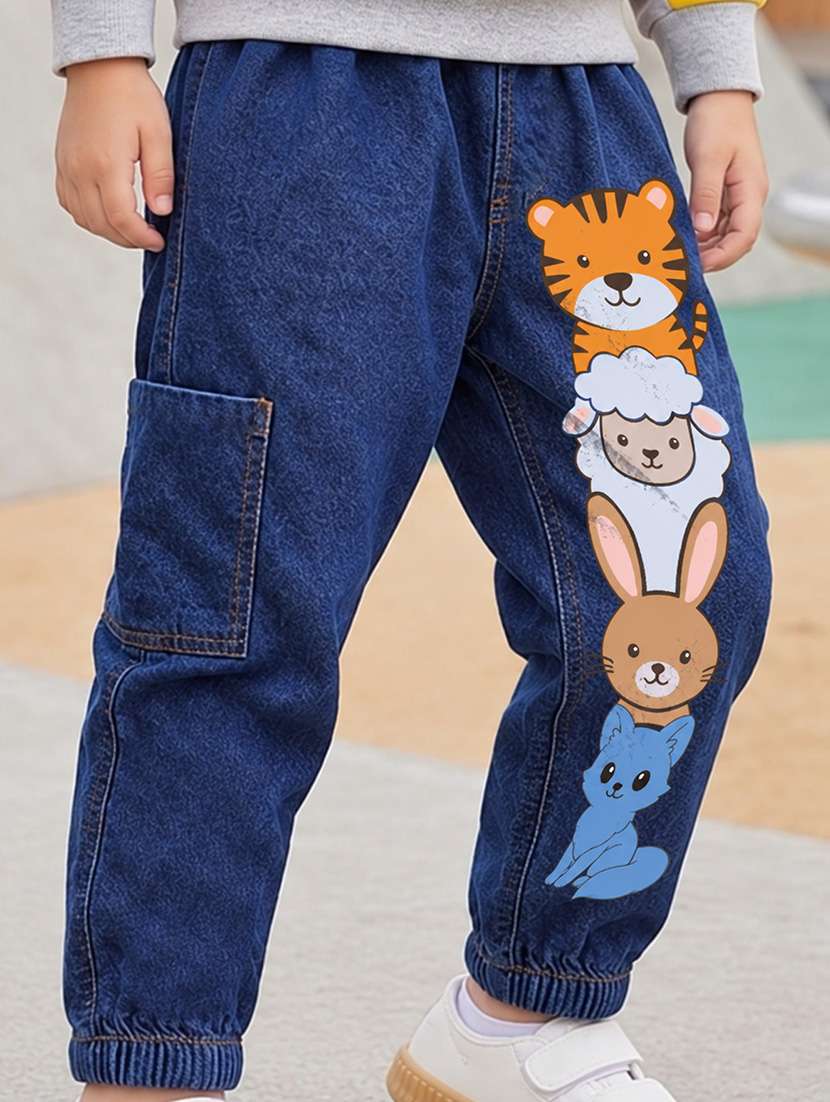 boys printed mid rise regular fit jogger