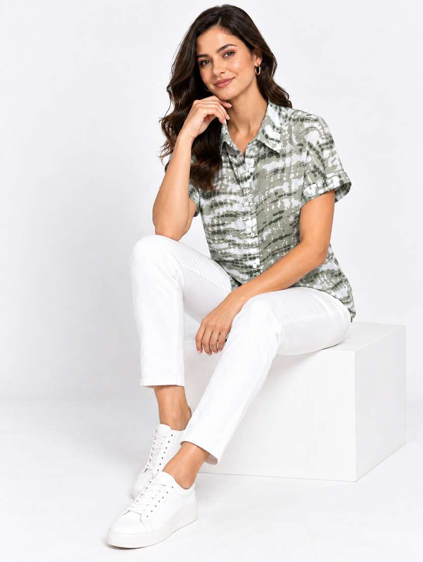 Women Tie And Dye Short Sleeves Regular Shirt - 22744003 -  Standard Image - 3