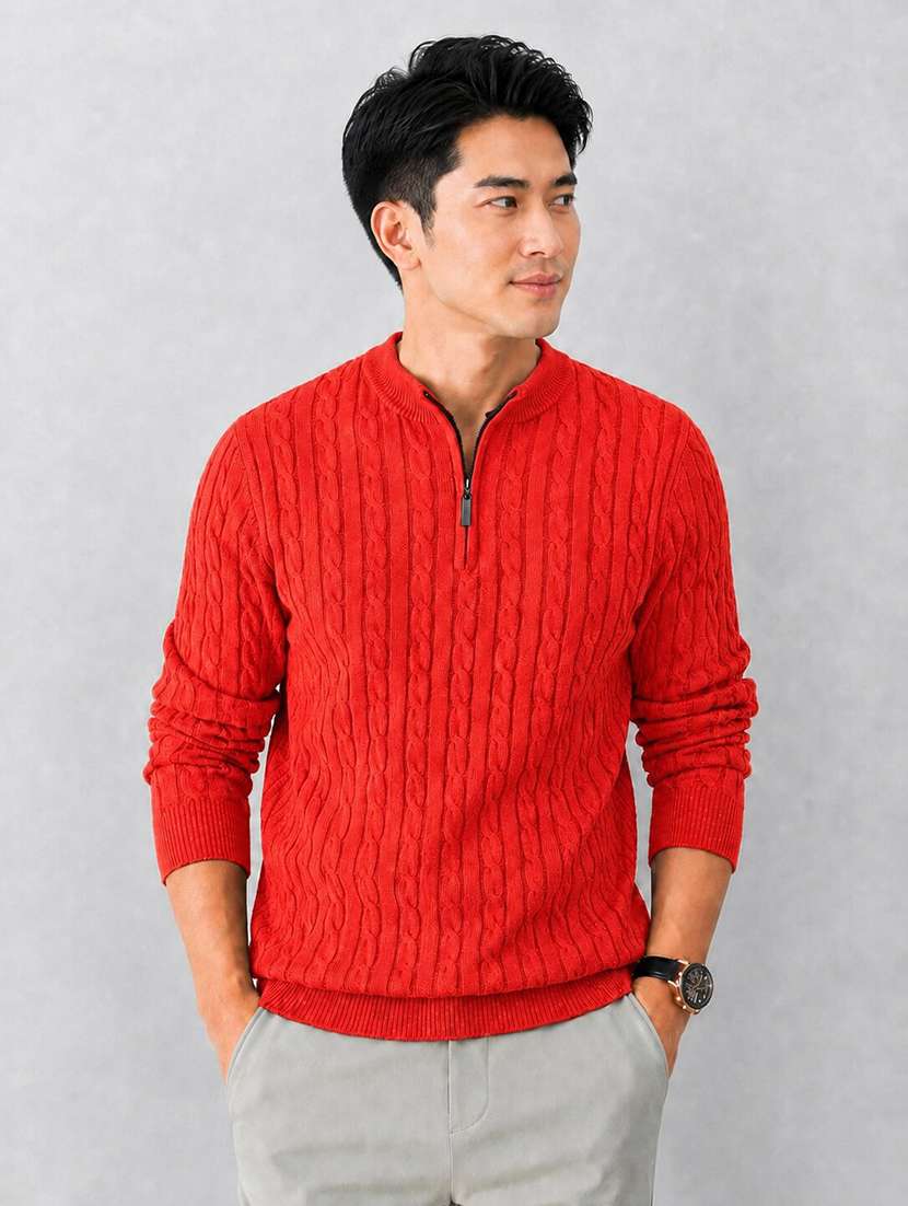 men self design long sleeve regular fit pullover