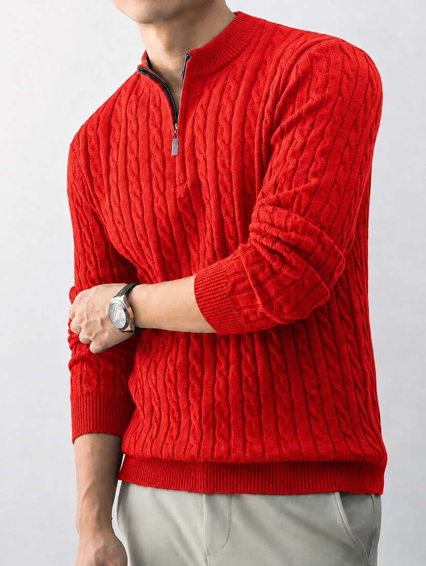 Men Self Design Long Sleeve Regular Fit Pullover - 22744096 -  Standard Image - 3