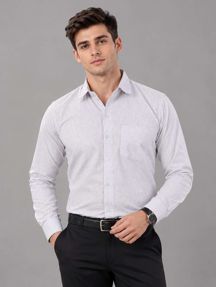 men checkered long sleeve slim fit formal shirt