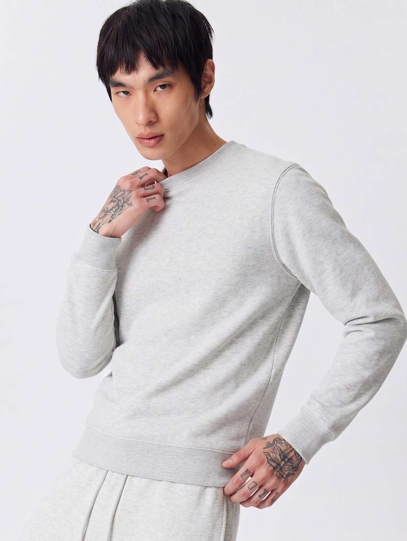 men melange long sleeve regular fit sweatshirt