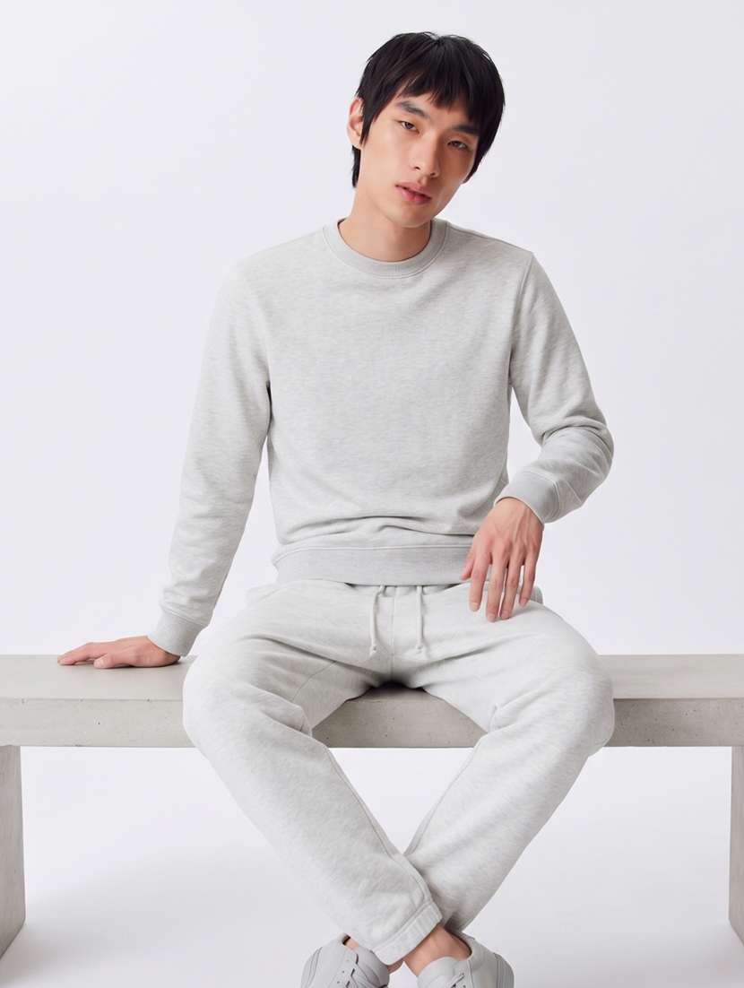 Men Melange Long Sleeve Regular Fit Sweatshirt - 22744135 -  Standard Image - 3