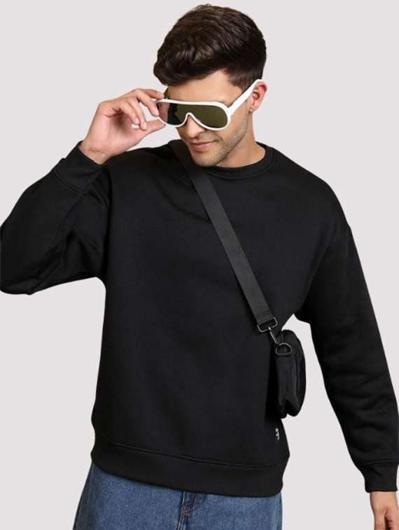 men solid long sleeve regular fit sweatshirt