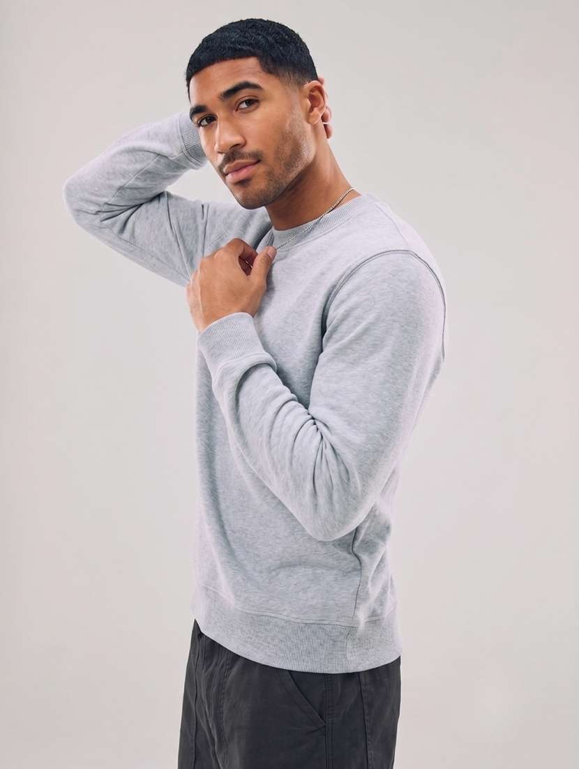 Men Melange Long Sleeve Regular Fit Sweatshirt - 22744144 -  Standard Image - 3