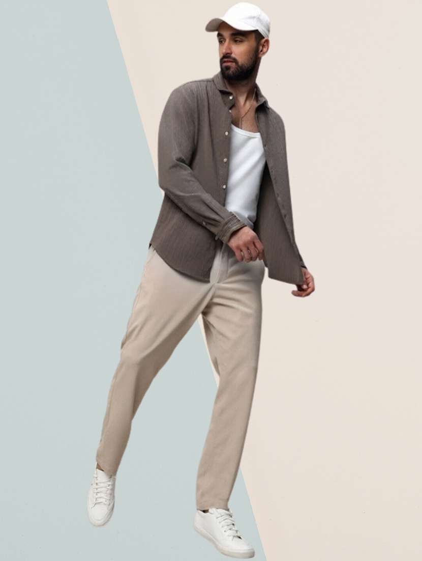 Men Textured Long Sleeve Regular Fit Casual Shirt - 22744185 -  Standard Image - 3