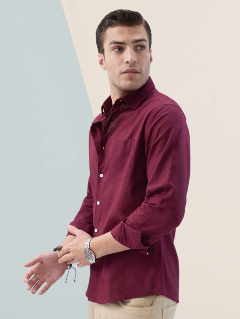 Men Solid Long Sleeve Regular Fit Casual Shirt - 22744187 -  Standard Image - 3