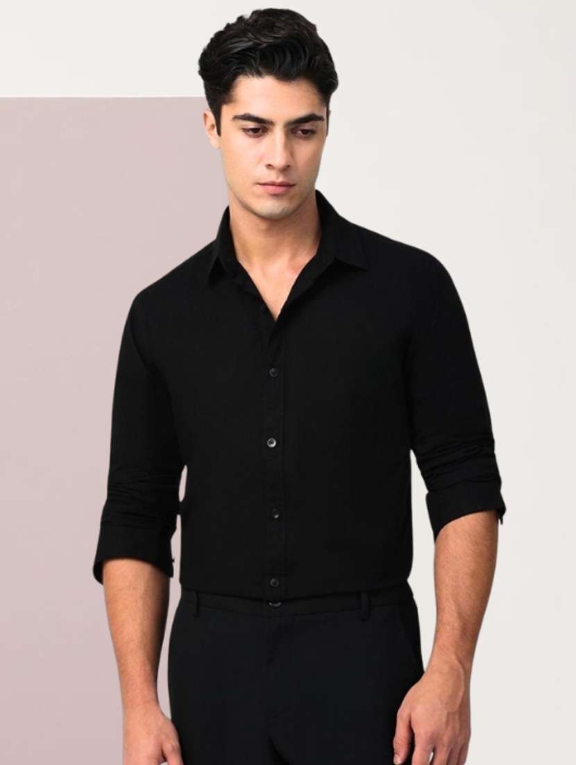 men solid long sleeve regular fit casual shirt