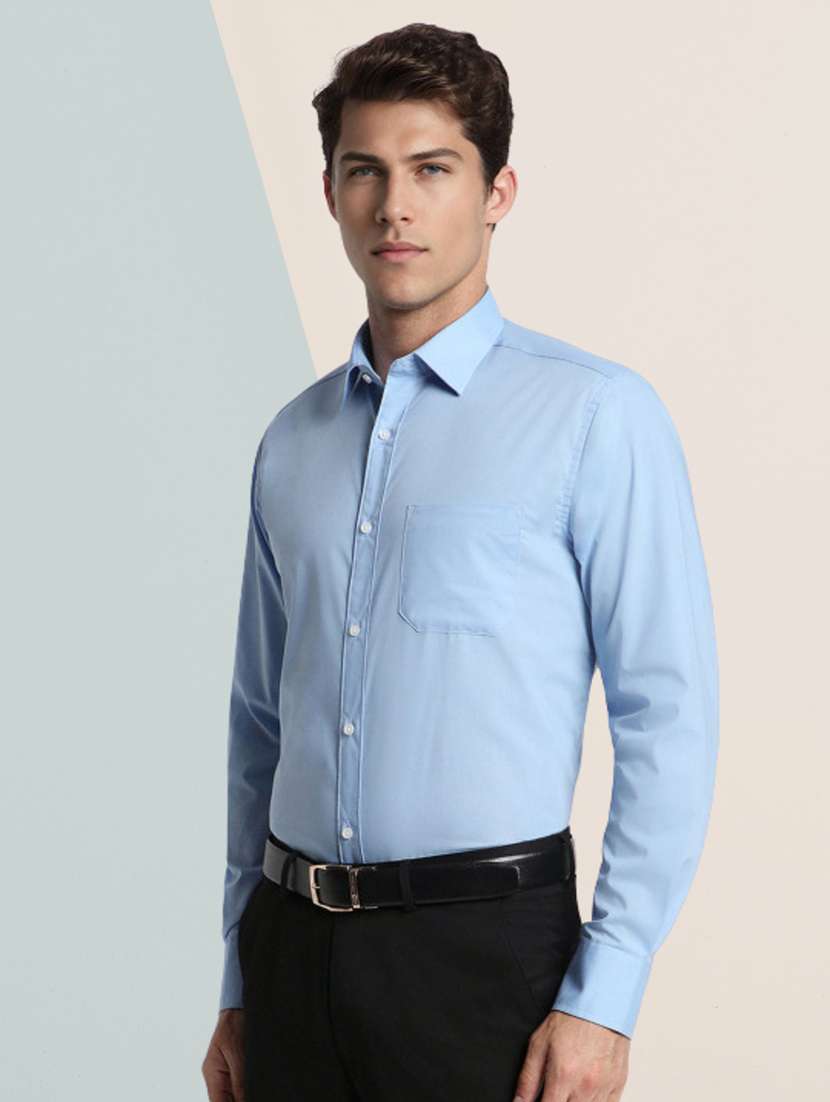 men solid long sleeve regular fit formal shirt