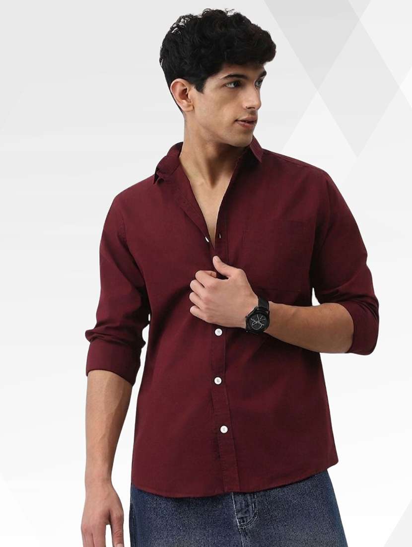men solid long sleeve regular fit casual shirt
