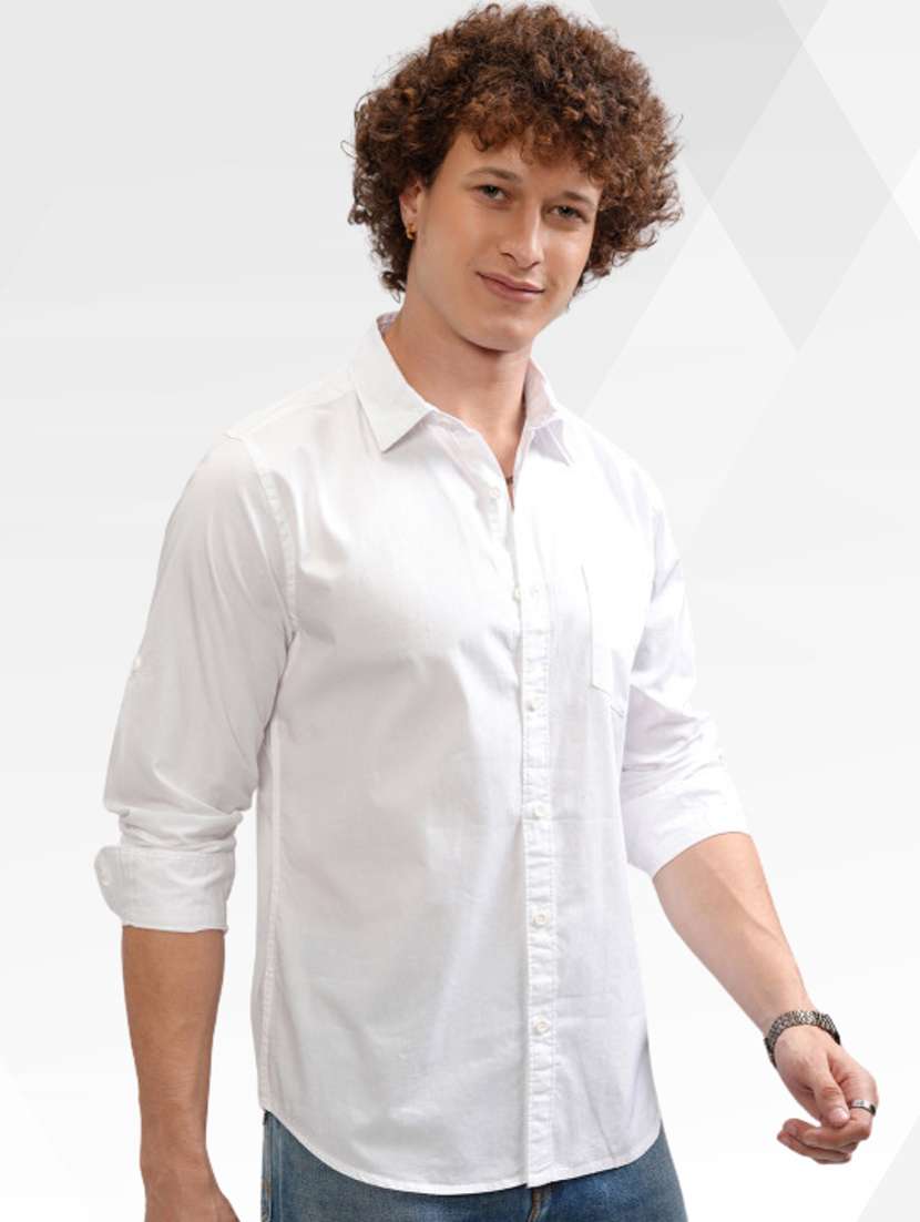 men solid long sleeve regular fit casual shirt