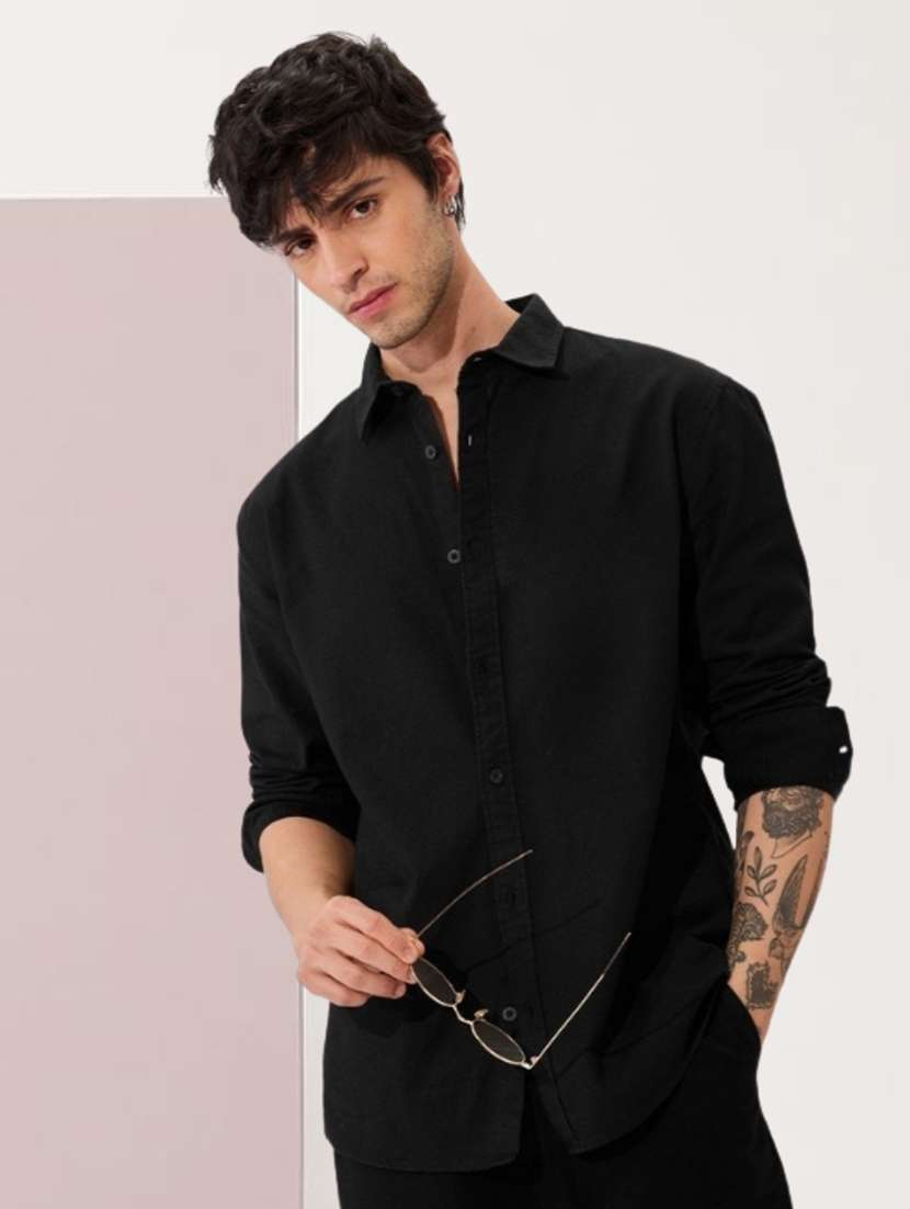 men solid long sleeve regular fit casual shirt