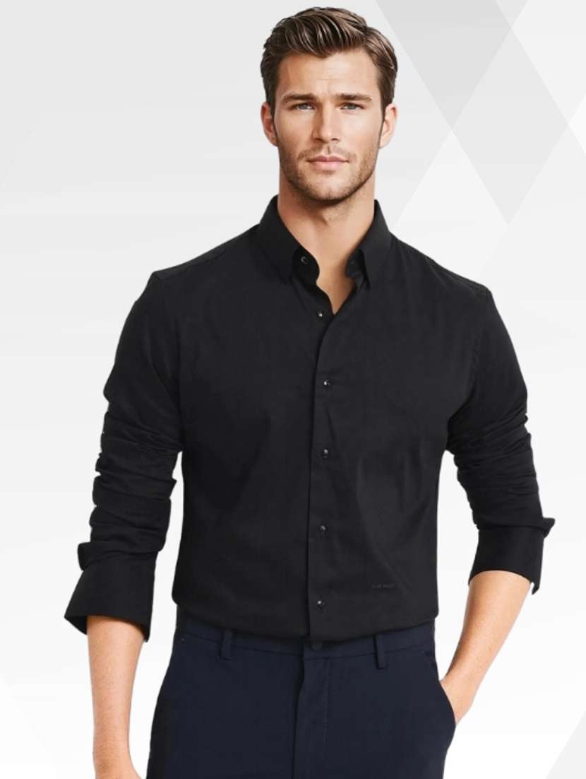 men solid long sleeve slim fit formal shirt