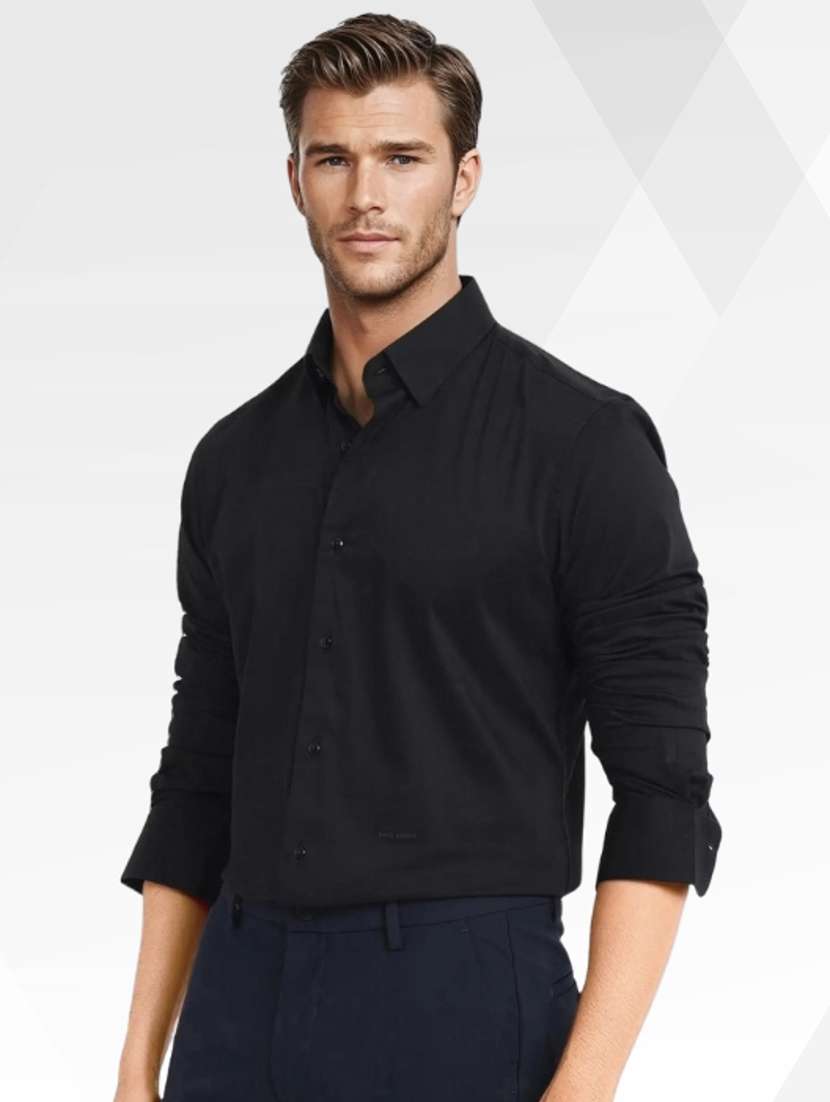 Men Solid Long Sleeve Slim Fit Formal Shirt - 22744216 -  Standard Image - 3