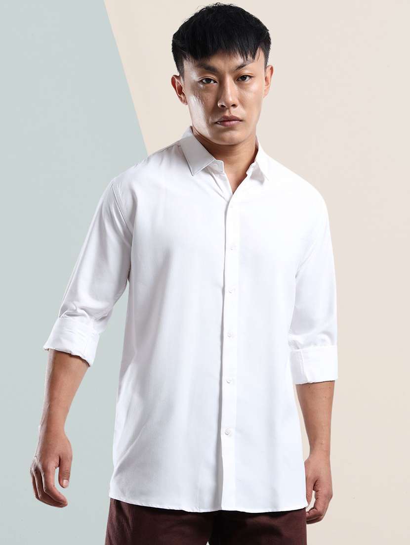 men solid long sleeve regular fit casual shirt