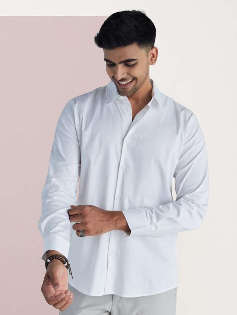 men solid long sleeve slim fit formal shirt