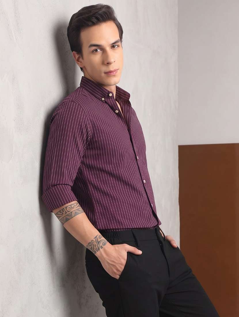 Men Striped Long Sleeve Slim Fit Casual Shirt - 22744228 -  Standard Image - 5