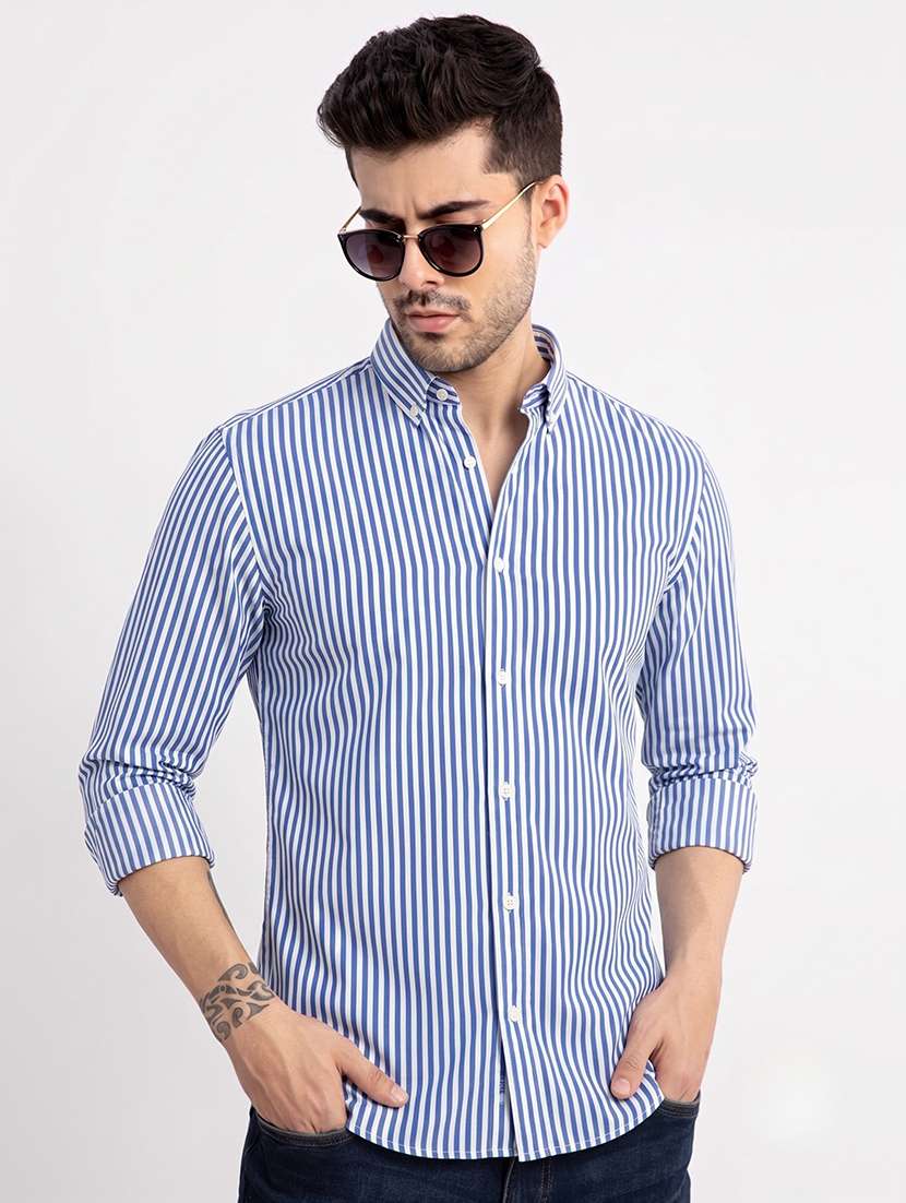 Men Striped Long Sleeve Slim Fit Casual Shirt - 22744237 -  Standard Image - 3