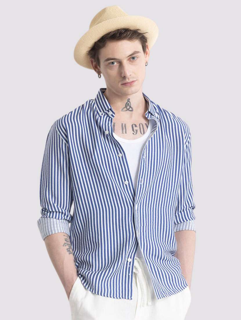Men Striped Long Sleeve Slim Fit Casual Shirt - 22744244 -  Standard Image - 3