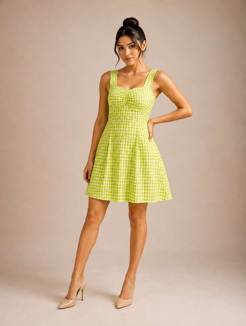 Women Checkered Sleeveless A-line Dress - 22744335 -  Standard Image - 3