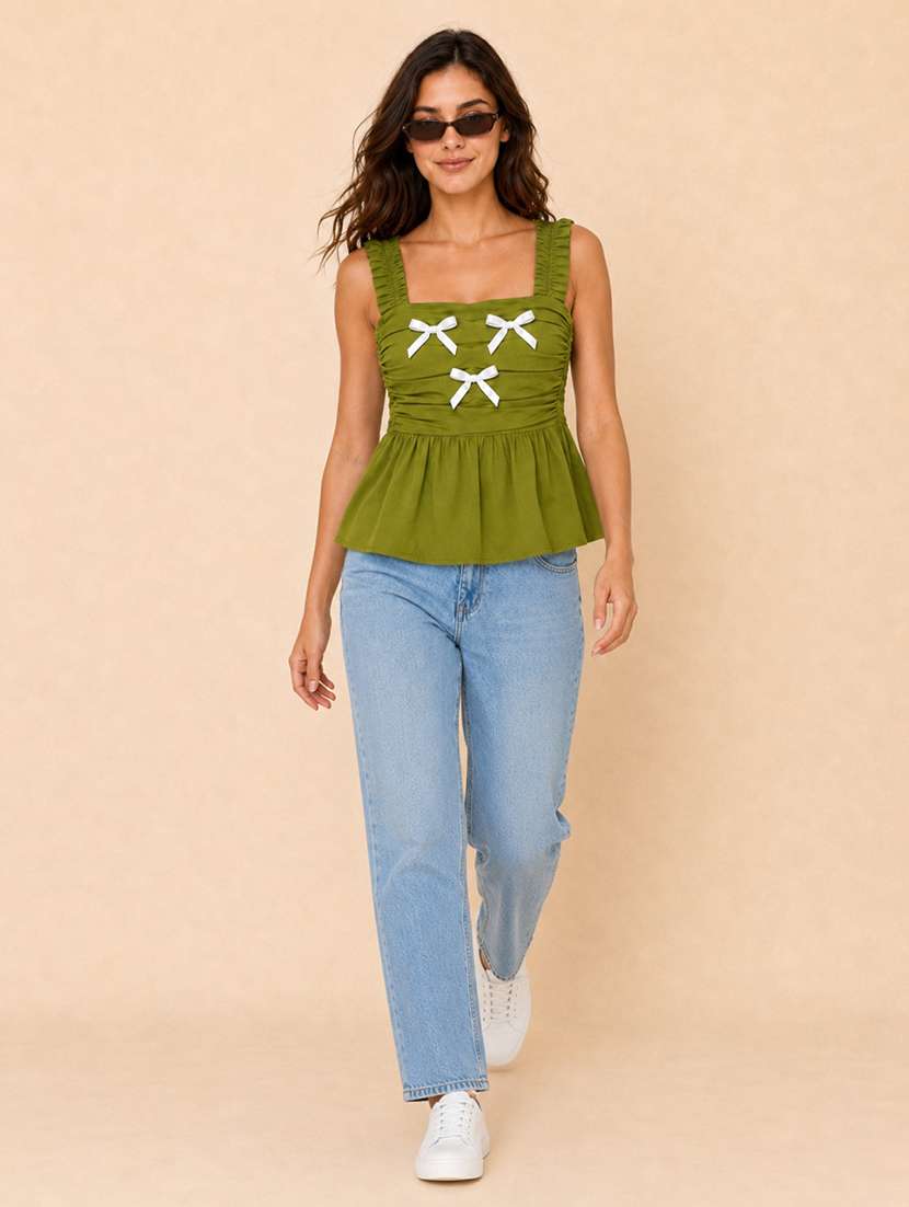 Women Solid Sleeveless Peplum Top - 22744351 -  Standard Image - 3