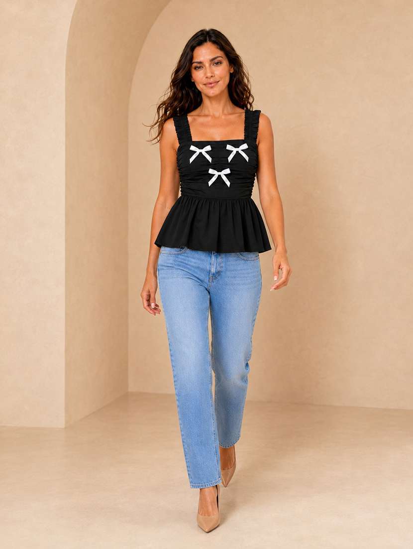 Women Solid Sleeveless Peplum Top - 22744353 -  Standard Image - 3