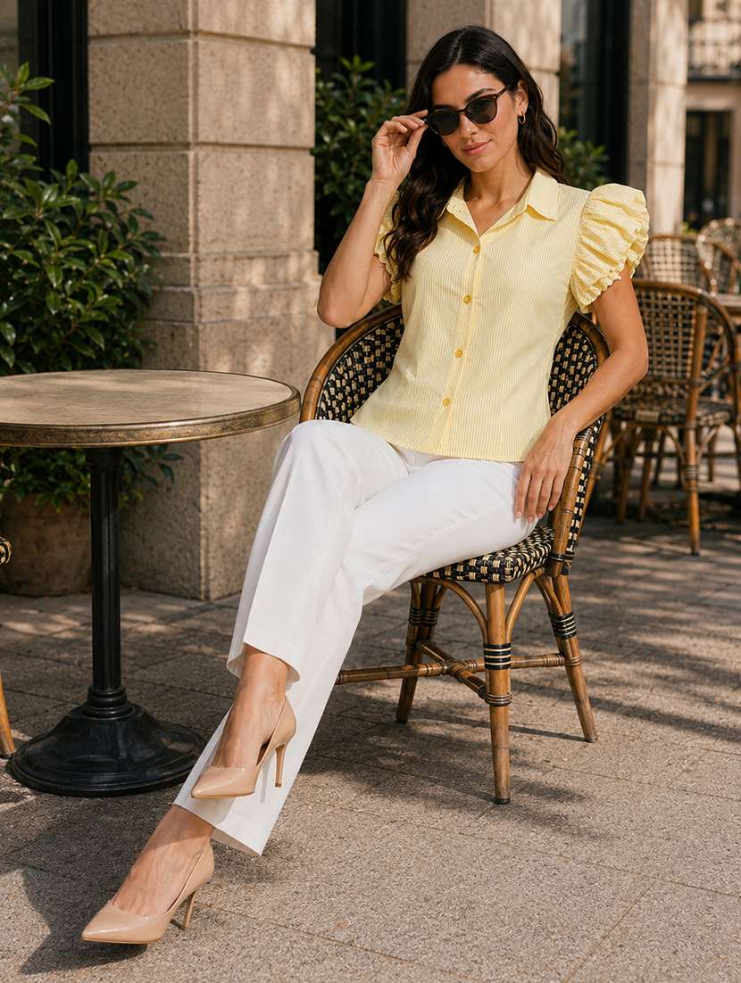 Women Striped Puff Sleeves Regular Top - 22744388 -  Standard Image - 5