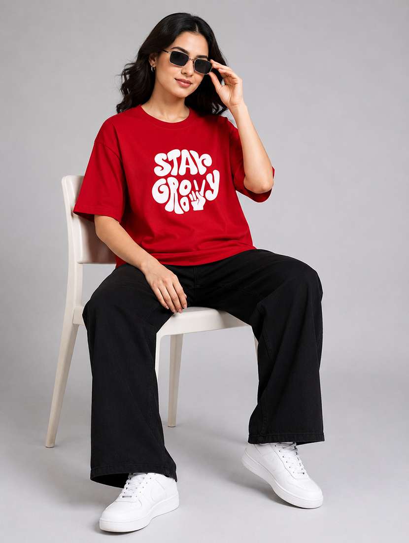Women Typographic Short Sleeves Oversized T-shirt - 22744391 -  Standard Image - 3