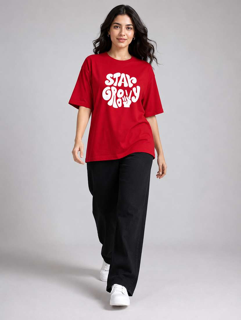 Women Typographic Short Sleeves Oversized T-shirt - 22744391 -  Standard Image - 5