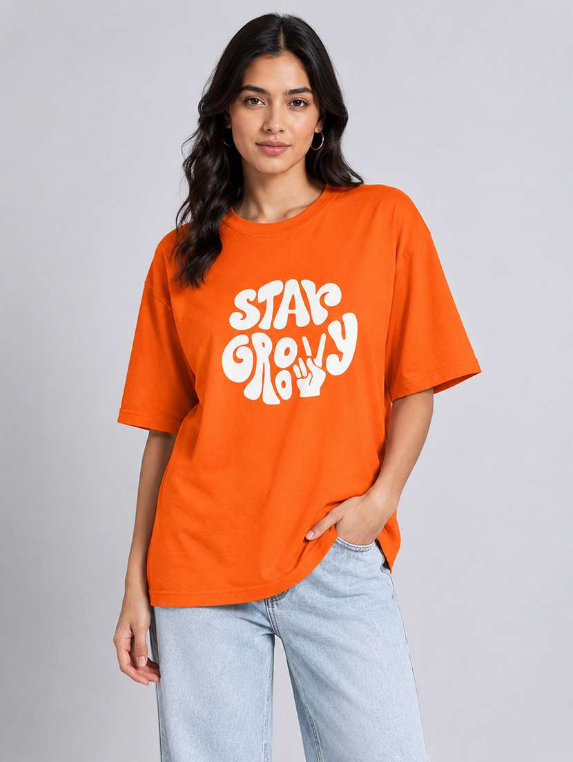 women typographic short sleeves oversized t-shirt