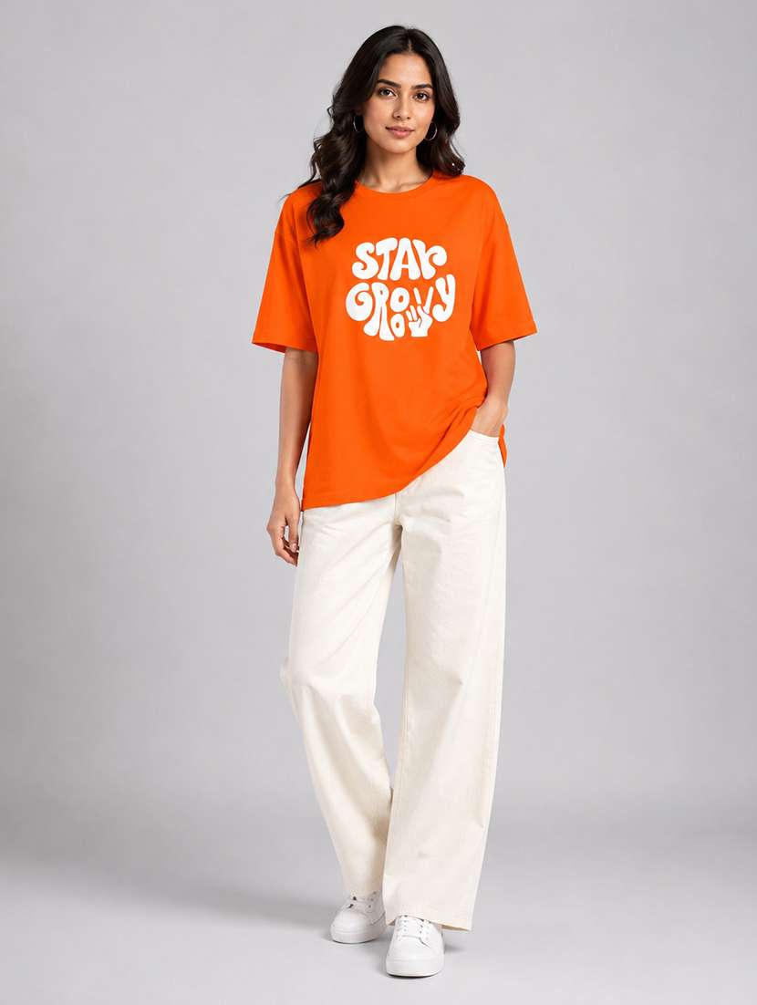 Women Typographic Short Sleeves Oversized T-shirt - 22744393 -  Standard Image - 5