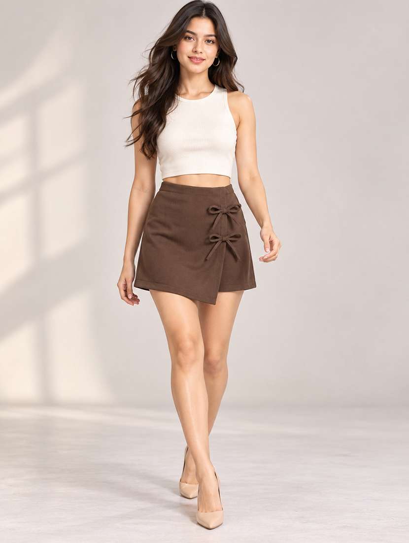 Women Self Design Mid Rise Regular Fit Skort - 22744396 -  Standard Image - 3