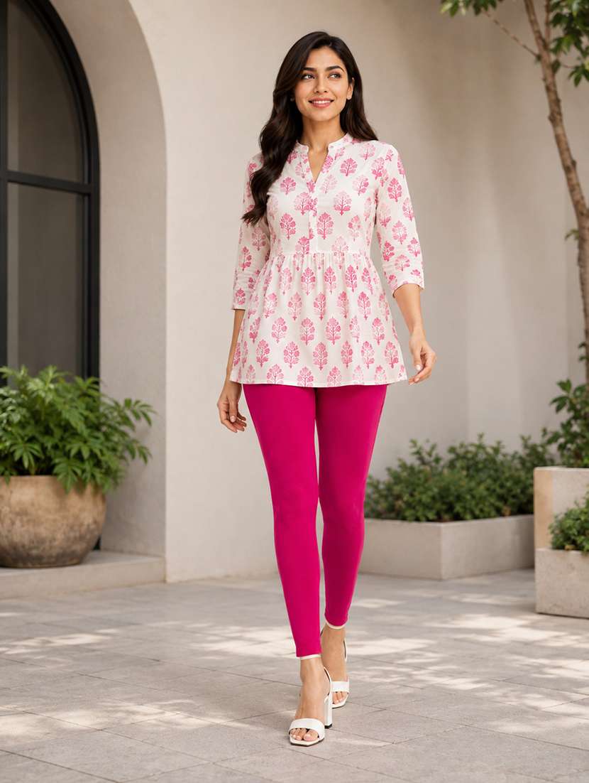 Women Solid Mid Rise Ankle Length Leggings - 22744402 -  Standard Image - 5