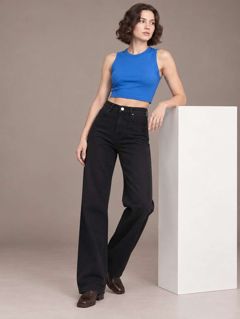 Women Solid High Rise Straight Jeans - 22744422 -  Standard Image - 3