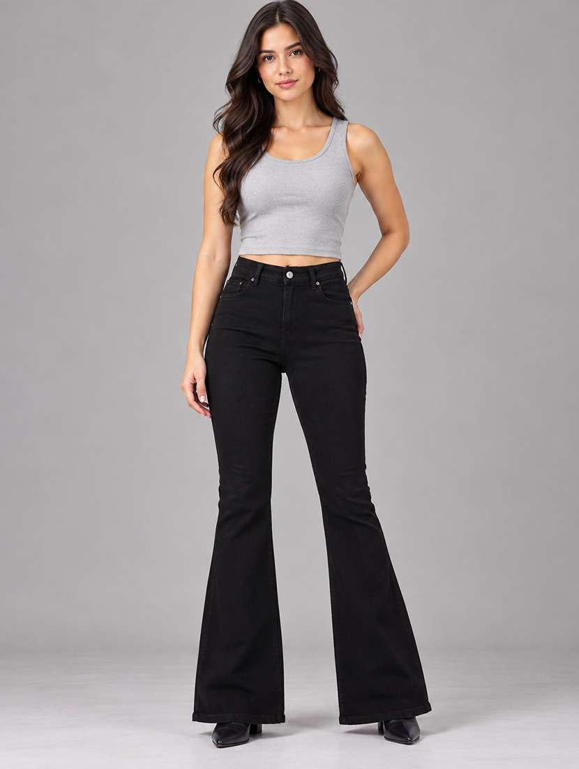 Women Solid High Rise Bootcut Jeans - 22744424 -  Standard Image - 3