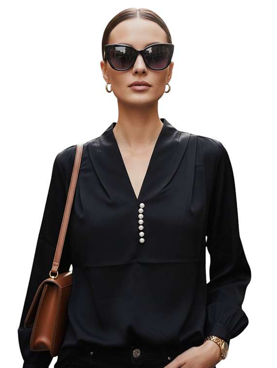 women solid long sleeves regular top